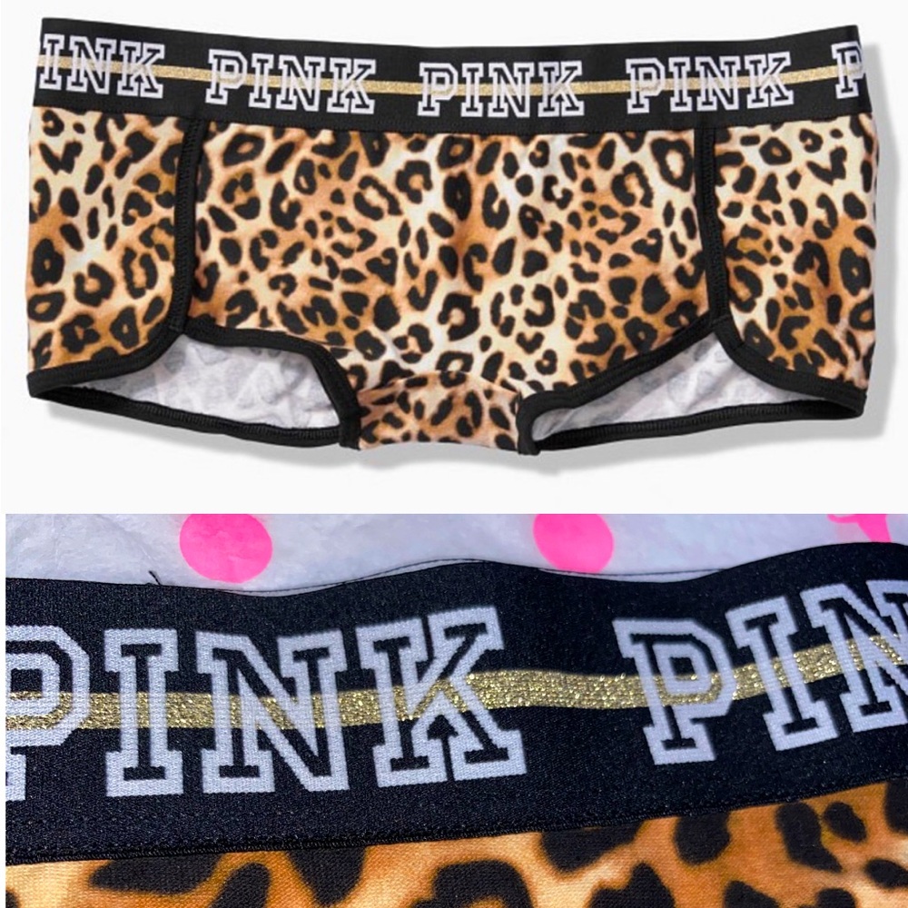 Victoria’s Secret Pink panties VS PINK leopard boyshort panty sparkle cotton